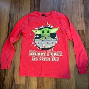 Star Wars Kids Red Long Sleeve Tee with Baby Yoda